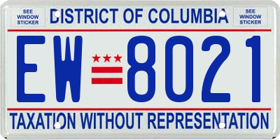 DC license plate EW8021