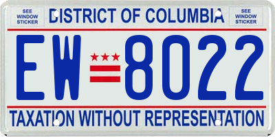 DC license plate EW8022