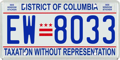 DC license plate EW8033