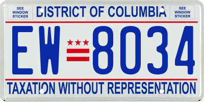 DC license plate EW8034