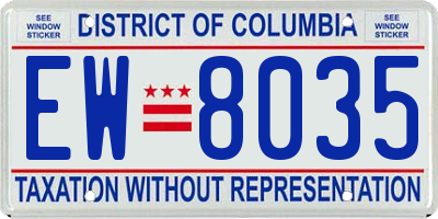 DC license plate EW8035