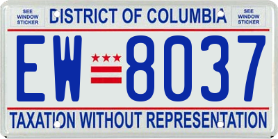 DC license plate EW8037