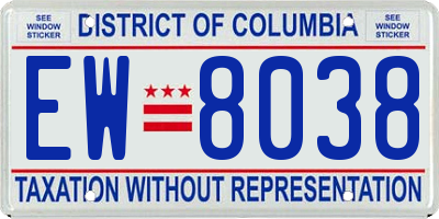 DC license plate EW8038
