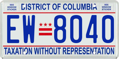 DC license plate EW8040