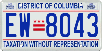 DC license plate EW8043
