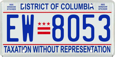 DC license plate EW8053