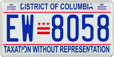 DC license plate EW8058