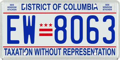 DC license plate EW8063