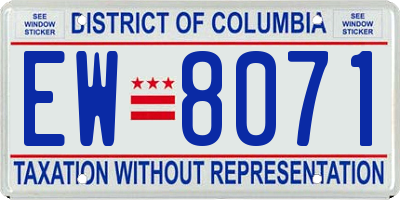 DC license plate EW8071