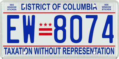 DC license plate EW8074