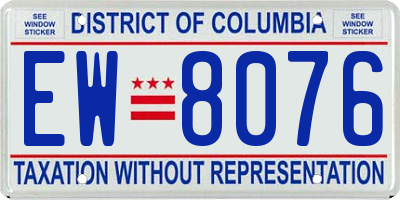 DC license plate EW8076