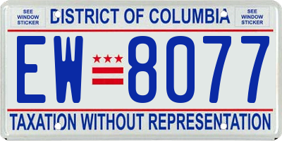 DC license plate EW8077