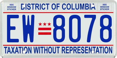 DC license plate EW8078