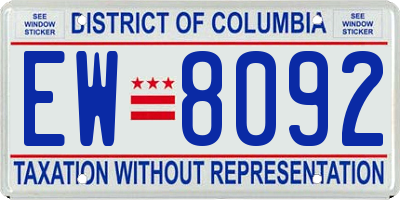 DC license plate EW8092
