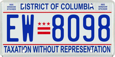 DC license plate EW8098