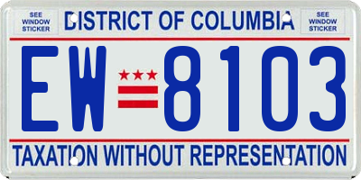 DC license plate EW8103
