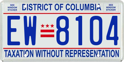 DC license plate EW8104