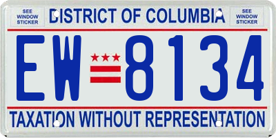 DC license plate EW8134