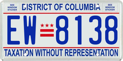 DC license plate EW8138