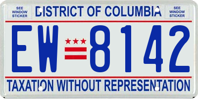 DC license plate EW8142