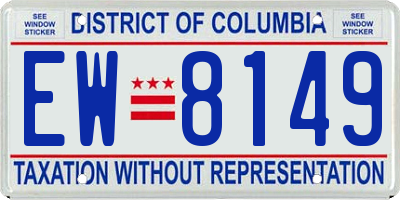DC license plate EW8149