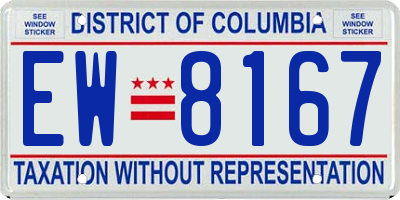 DC license plate EW8167