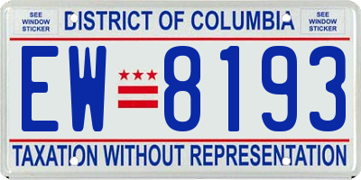 DC license plate EW8193
