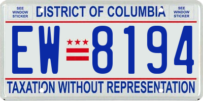 DC license plate EW8194