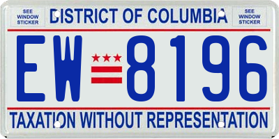 DC license plate EW8196
