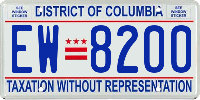 DC license plate EW8200