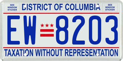 DC license plate EW8203