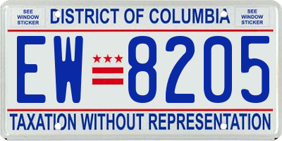 DC license plate EW8205
