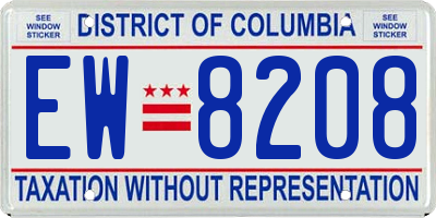 DC license plate EW8208