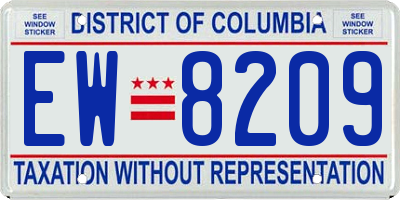 DC license plate EW8209