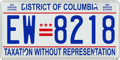 DC license plate EW8218