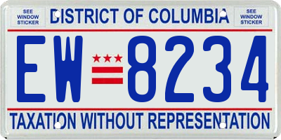 DC license plate EW8234
