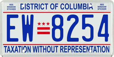 DC license plate EW8254