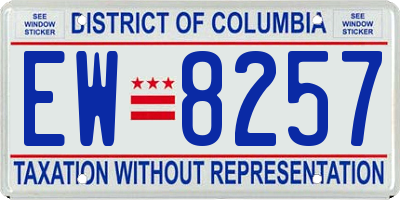 DC license plate EW8257