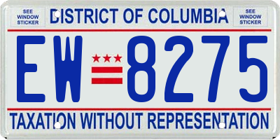 DC license plate EW8275