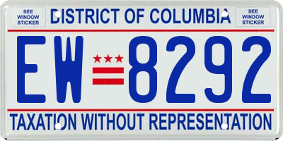 DC license plate EW8292
