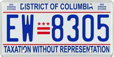 DC license plate EW8305