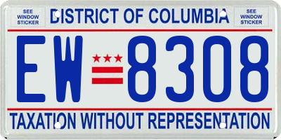 DC license plate EW8308