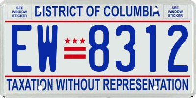 DC license plate EW8312