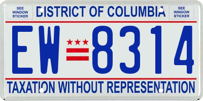 DC license plate EW8314