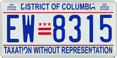 DC license plate EW8315