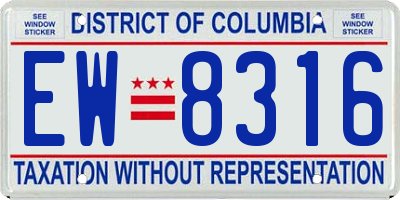 DC license plate EW8316