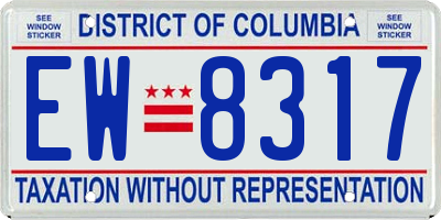 DC license plate EW8317