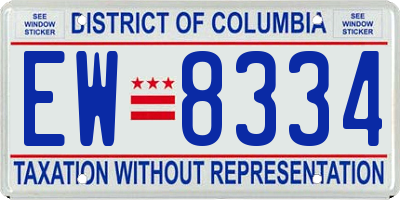 DC license plate EW8334