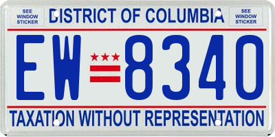DC license plate EW8340
