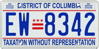DC license plate EW8342